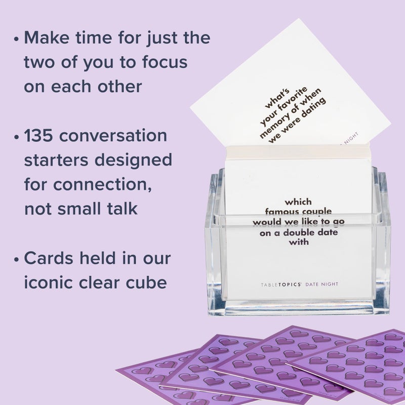 TableTopics Date Night Question Card Game â€“ 135 Conversation Starter Cards for Romantic Evenings, Quality Time Together with No Distractions, Gift for Couples' Anniversaries - Image 3